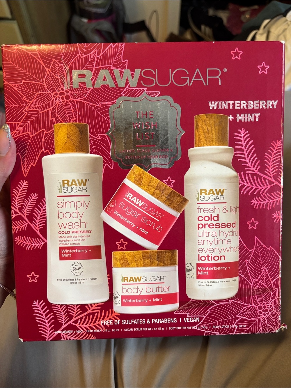Raw Sugar Winterberry + Mint Body Wash & Care Set - Pink Packaging